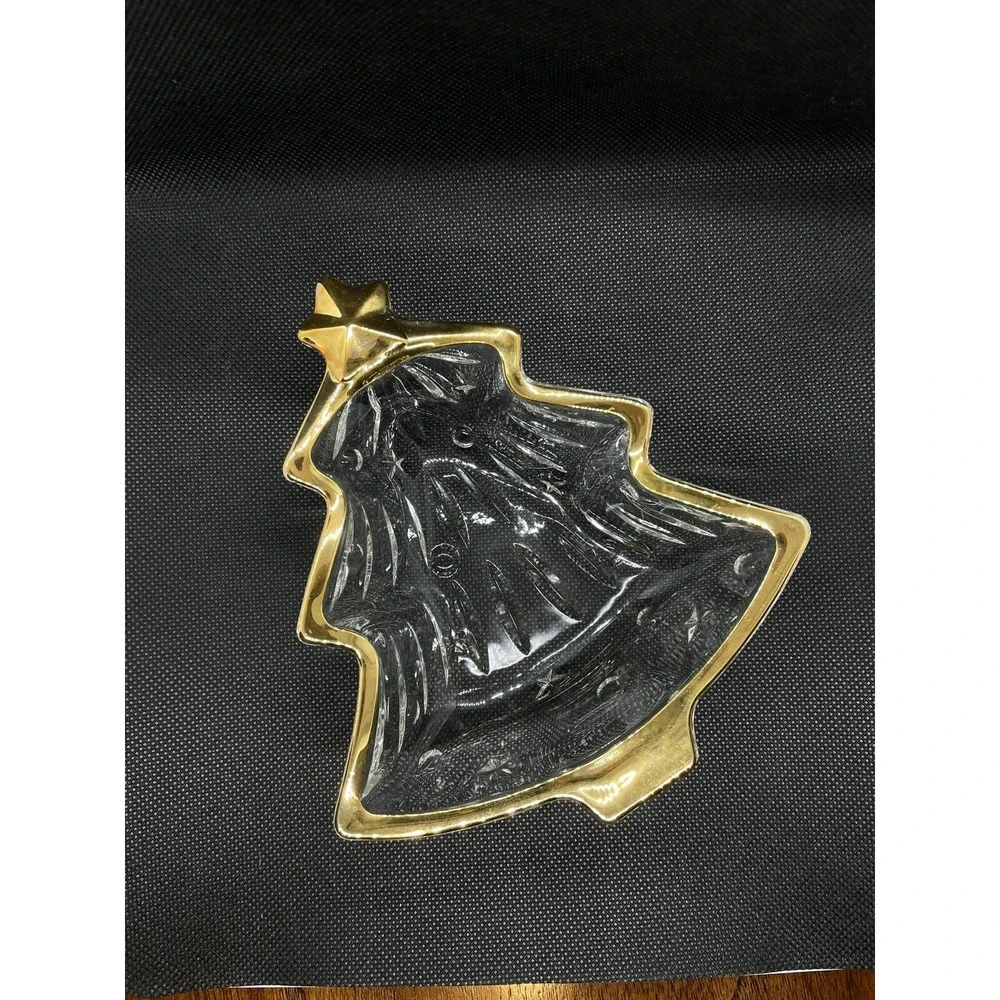 Studio Nova Christmas Tree Shaped Gold Trimmed Glass Candy‎ Dish 6